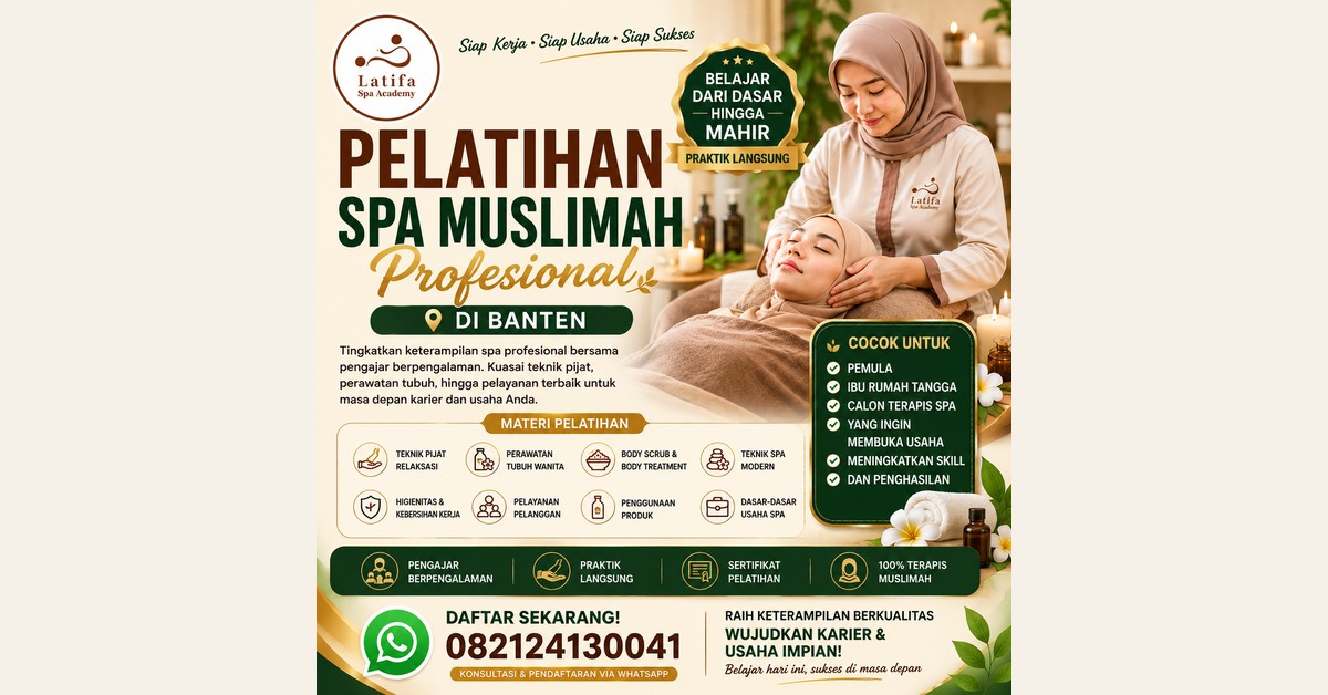 Pelatihan Spa Muslimah Profesional di Banten 082124130041