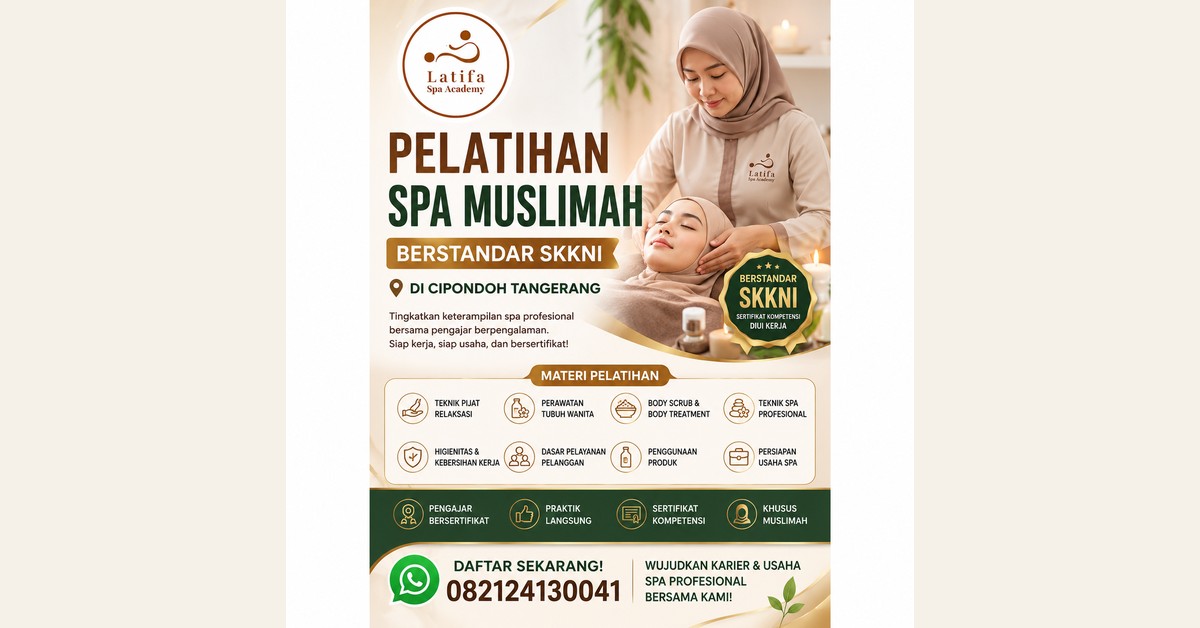 Pelatihan Spa Muslimah Berstandar SKKNI di Cipondoh Tangerang 082124130041